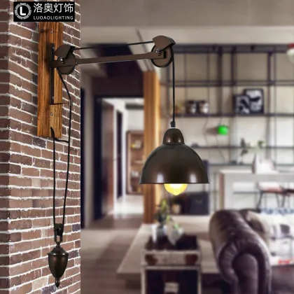Industrial Nordic Bedroom Wall Scone Light - American Retro Foldable Arm Fixture