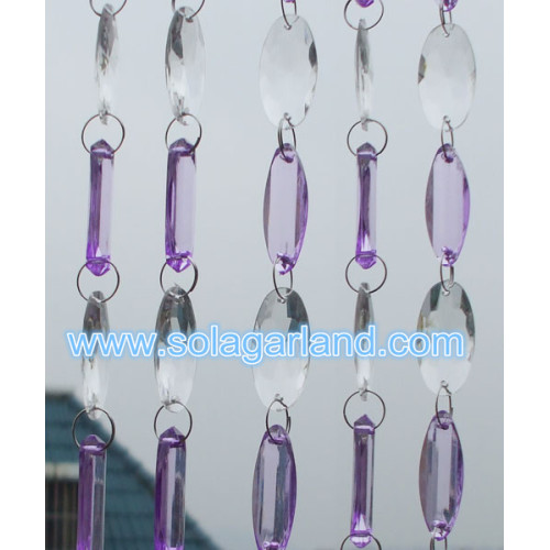 Vente en gros ovale violet perle simple conception de rideau guirlande décorative de perle de cristal