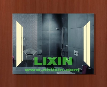 rectangle shape wall mirror with yellow light,modern shower mirror with hook