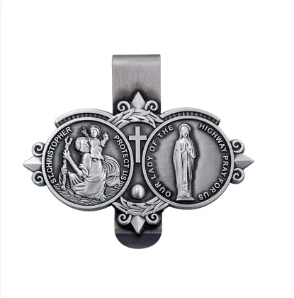 Wholesale Zinc Alloy Car Charm Pendant - Saint Christopher Visor Clip