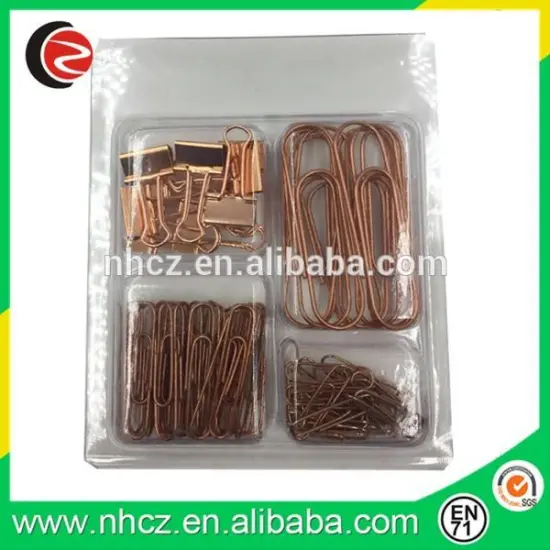 Medium Rose gold Binder Clips stationery Set