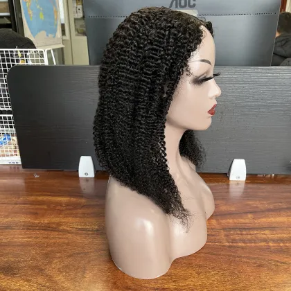 Wholesale U Part Curly Wig 100% Human Hair, Afro Kinky Curly Cambodian U Part Wig