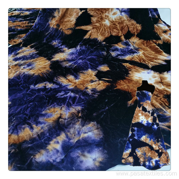 Custom velvet printing tie-dye fabric for dress