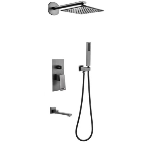 Concealed Shower Set Bathroom Mixer Set with Wall Mounted Combo Set 8 Inch Ceiling Rainfall Shower Head and Hand Held Shower