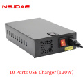 Cargador de puerto alto de 10 puertos USB 120W Puerto alto