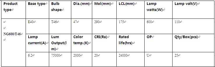 Sodium Lamp 600W