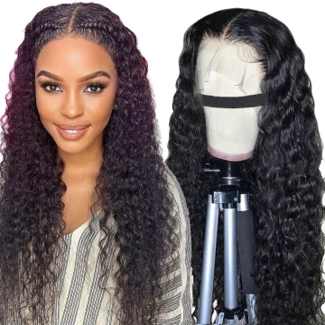 Factory 40 Inch Water Wave Deep Wave Wig,Hd Transparent Swiss Lace Frontal Full Lace Wig,Full Curly Invisible Lace Front Wig