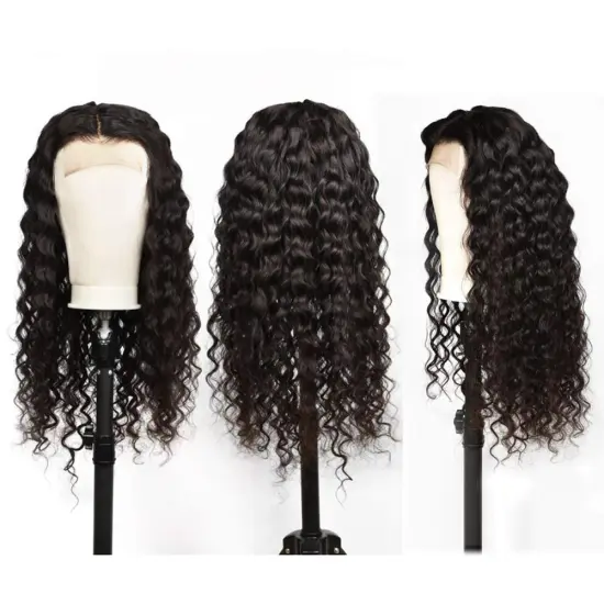 Top Selling 1b# Peruvian Virgin Cuticle Aligned Women Hair Wig Vendors 4*4 Lace Front Closure Peruvian Human Hair Wig Deep Wave