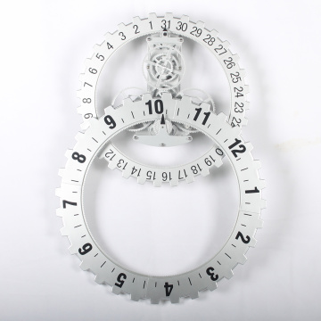 Big White Silver Gear Reloj de pared para oficina