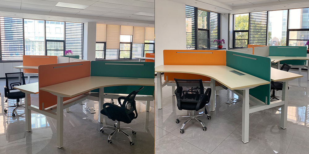 Curved height adjustable Desk