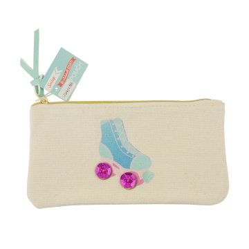 Cute Girl's Large Capacity Canvas Pencil and Pen Bag with Zipper for School and Kids