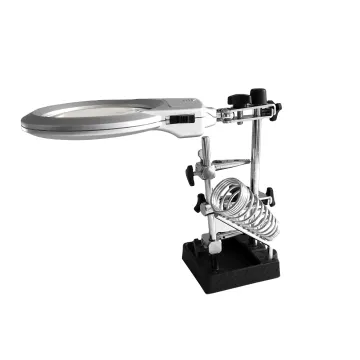 Desktop LED Light Magnifying Glass with Helping Hand Clamp, 2x-6X
