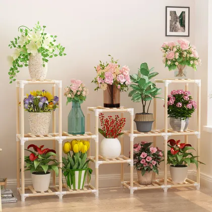 Wooden Home Garden Foldable Flower Pots Stand Shelving