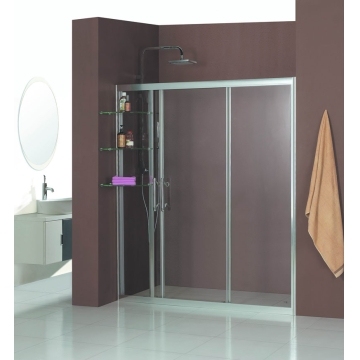 Tri-wheel Sliding Shower Door with Glass Shelves
