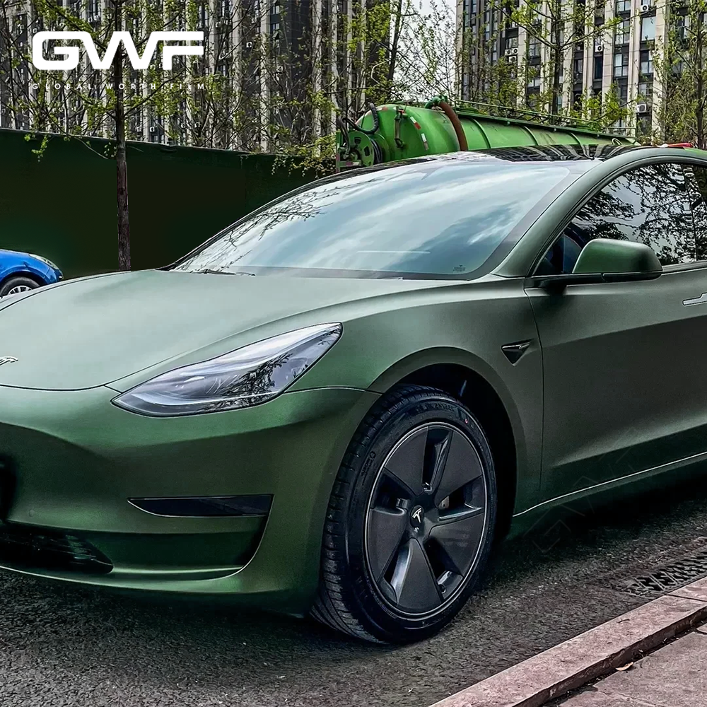 PPF Satin Olive Green Car