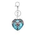 Turquoise Heart Antique Silver Double Dragon Stone Pendant (32x42mm) Necklace 45cm Black Cord