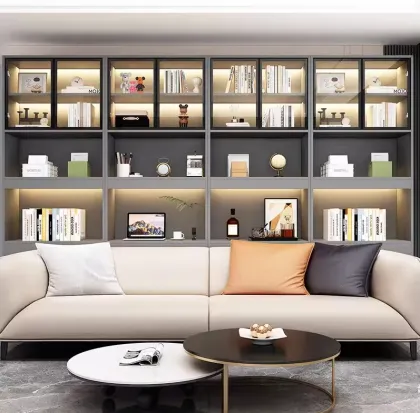 behind the sofa bookshelf