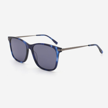 Square Acetate And Metal Combined Unisex Sunglasses 23A8115