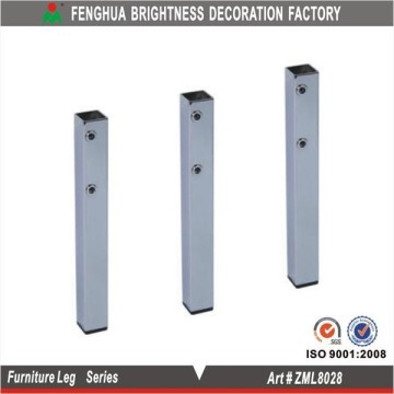 Square table leg with bright chrome
