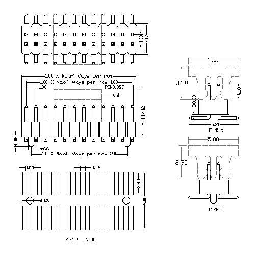 1.00 mm Pin Header Dual Row SMT Type