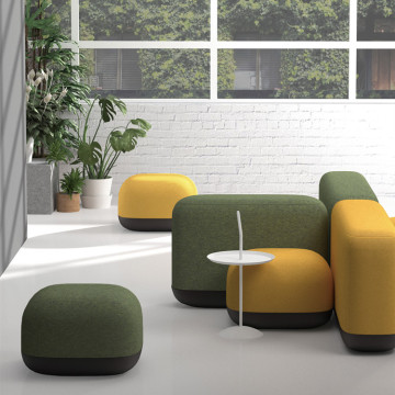 Lounge Round Stool High Quality Velvet Leather Splicing Lounge Round Stool Supplier