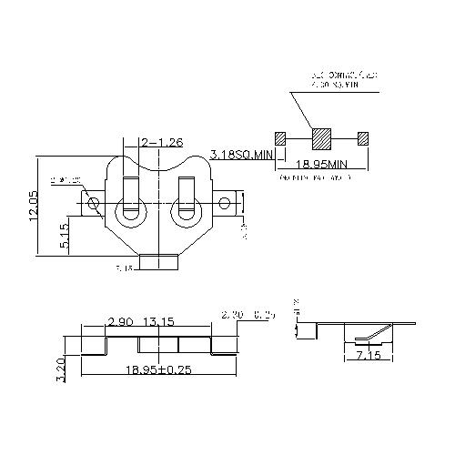 CR1225 CR1216 CR1220 METAL BATTERIE HOLDER/REAINER Surface Mount (SMT/SMD)