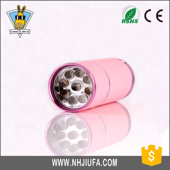 JF Hot Sell Rubber coat fluorescent aluminum 9led flashlight