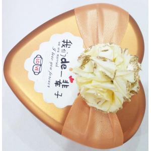 Yellow Hear Tin Box with Flower Decoration