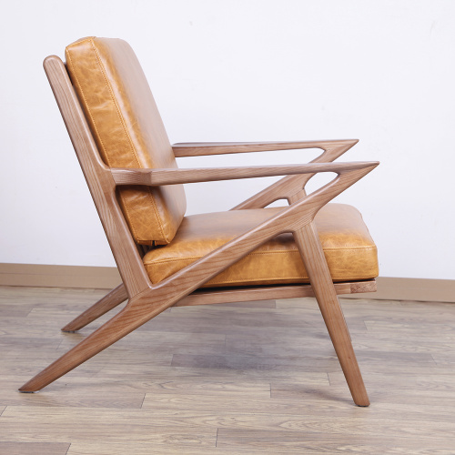Wood Lounge Chair Waxy leather wooden Selig lounge chair Supplier