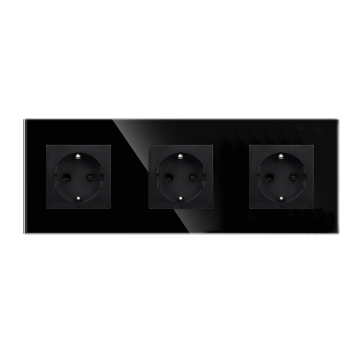 EU Standard Single and Triple Power Socket Wall Plates with Glass Design