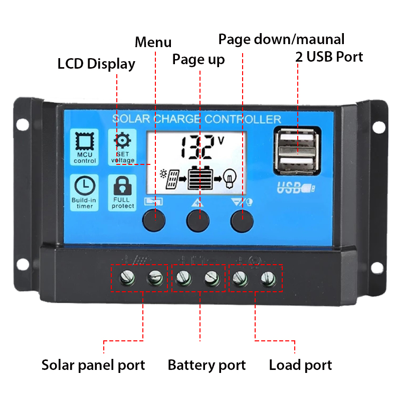 50A 12V/24V PWM Solar Charge Controller