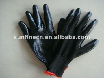 cheap and hot selling black 13 guage nylon nitrile working glove for industril using,resist cutting