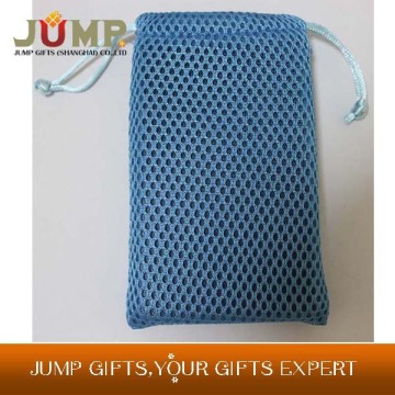 wholesale polyester drawstring bag,blue small mesh bags