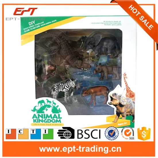 Cool plastic mixed wild animal set toy for kids