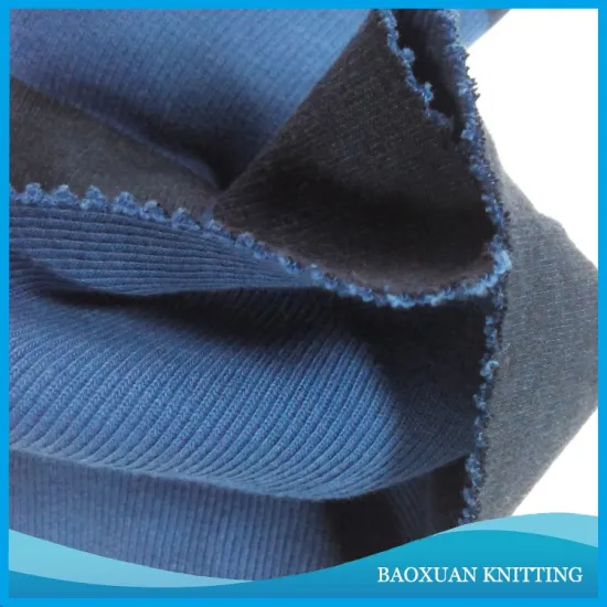 cotton polyester spandex stripe print with two colors rib fabric for sweater