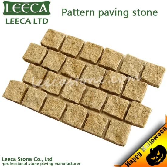 cheap yellow square split pattern granite garden stone paving