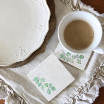 Customized Square Natural Marble Stone Coasters: Enhance Your Coffee Drinking Experience with Colorful Patterned Cup Mats