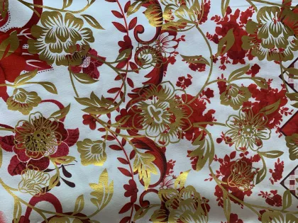 Golden Powder Print Polyester Fabric
