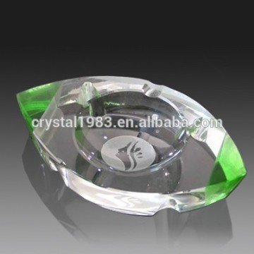 Wholesale green and clear k9 crystal glass crystal factory large custom cigarette ashtray