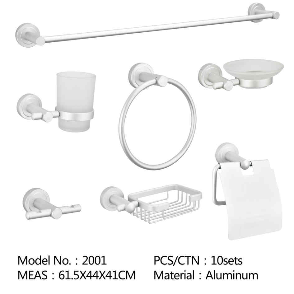 Wall Mounted Aluminum Bathroom Accessory Sets For Paper Holder Towel Bar Robe Hook Glass Shelf Soap Holder Toothbrush And Toilet Brush