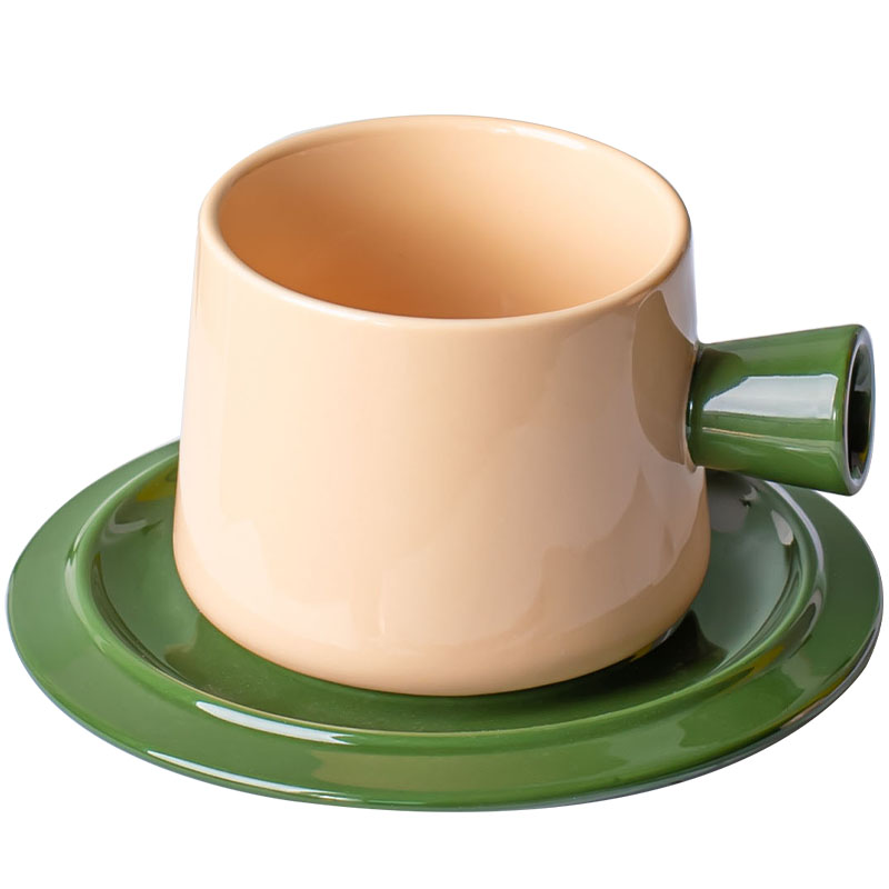 Morandi Color Ceramic Coffee Cup And Saucer Set Cute Porcelain Tea Cup Set With Spoon