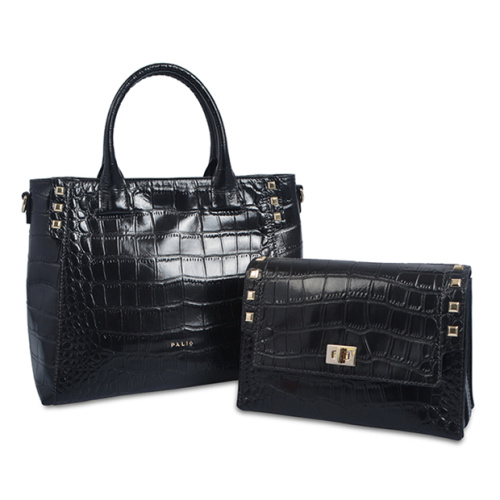 Croc Leather Petrol Embossed Business Tote Handbag