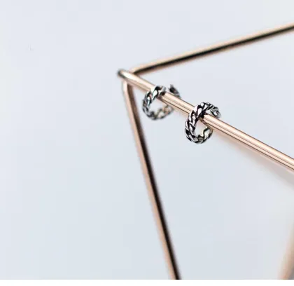 Stylish Vintage Thai Silver Earring Woven Ear Clip