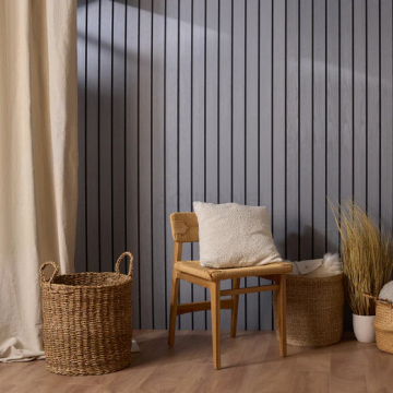 Charcoal acoustic slat wall panel