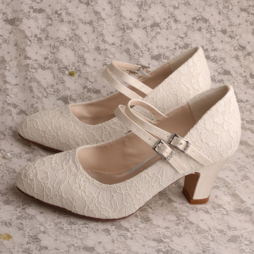 Zapatos de tacón block para novia con cordones