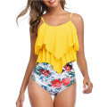 Ruffled Flounce Top with High Waisted Bottom Swimsuit