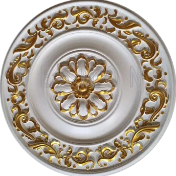 Modern European Hotel Interior Decoration: Hall Ceiling Designs with Golden Foam Medallions
