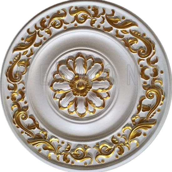 Modern European Hotel Interior Decoration: Hall Ceiling Designs with Golden Foam Medallions