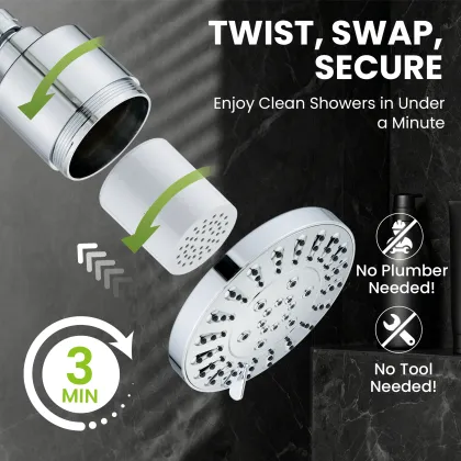 5-Spray Settings Filtered Shower Head with High Pressure