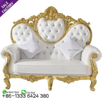 Sedie moderne di king e regina a doppio trono in oro di lusso per eventi all'aperto e matrimoni